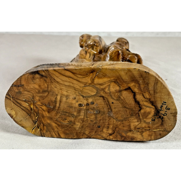 Hand Carved Vtg 1992 Olive Wood Holy Family Baby Jesus Mary Joseph Donkey SIGNED - Picture 10 of 11